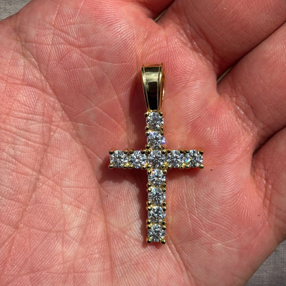 925 Sterling Silver Small Tennis Cross Pendant With Moissanite - Medium