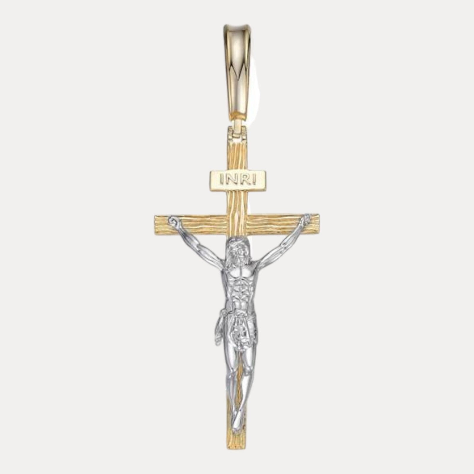 925 Sterling Silver Jesus on Wooden Cross Pendant