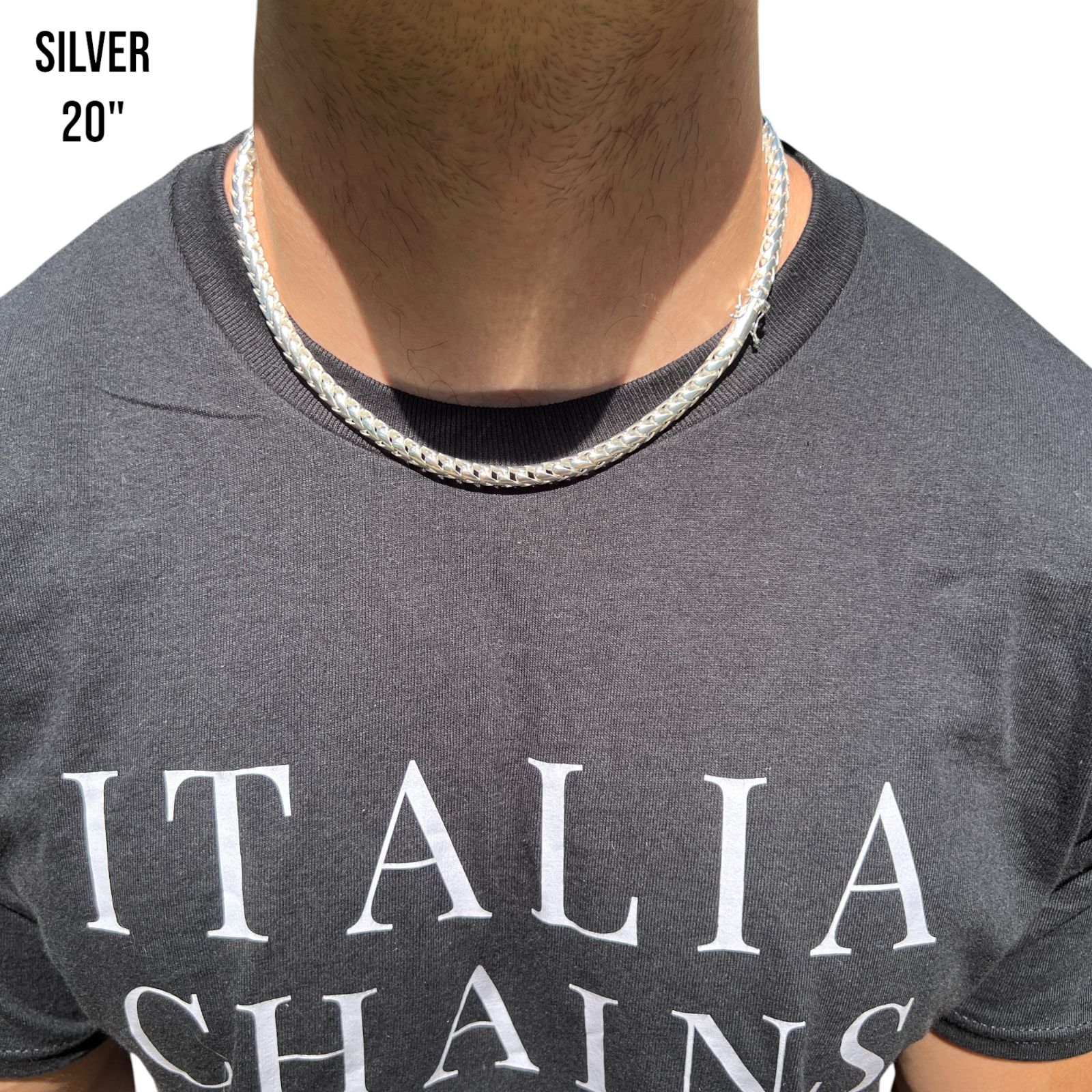 925 Sterling Silver 6mm Rounded Franco Chain Necklace