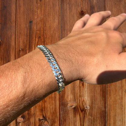 925 Sterling Silver 8mm Double Curb Bracelet
