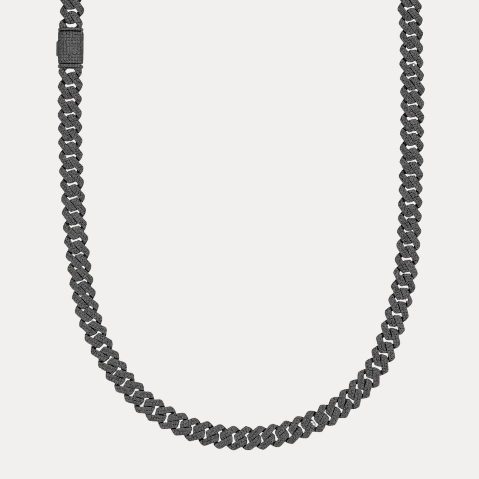 925 Sterling Silver 8mm Moissanite Miami Cuban Prong Chain Necklace