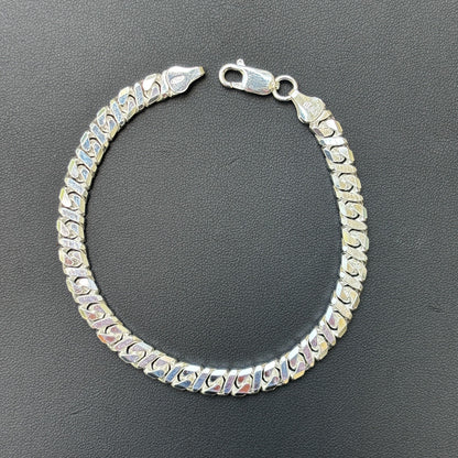 925 Sterling Silver 6mm Dollar Link Bracelet