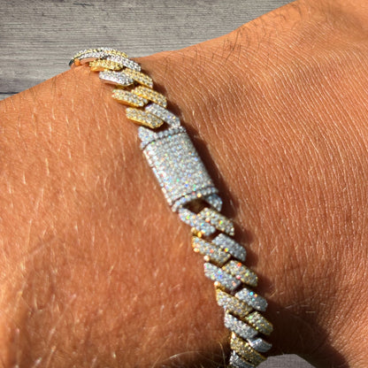 925 Sterling Silver 8mm Moissanite Cuban Prong Bracelet