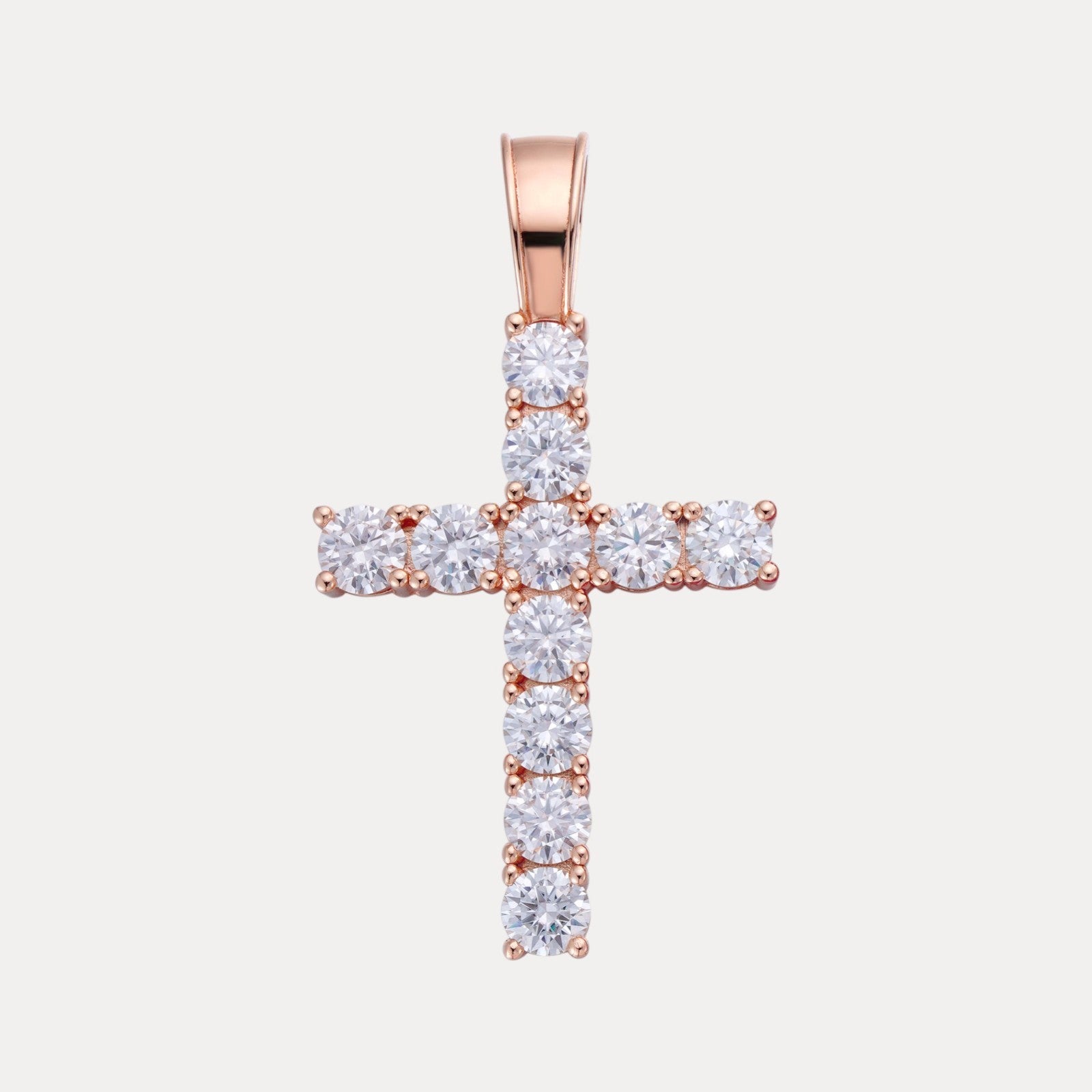 925 Sterling Silver Small Tennis Cross Pendant With Moissanite - Medium