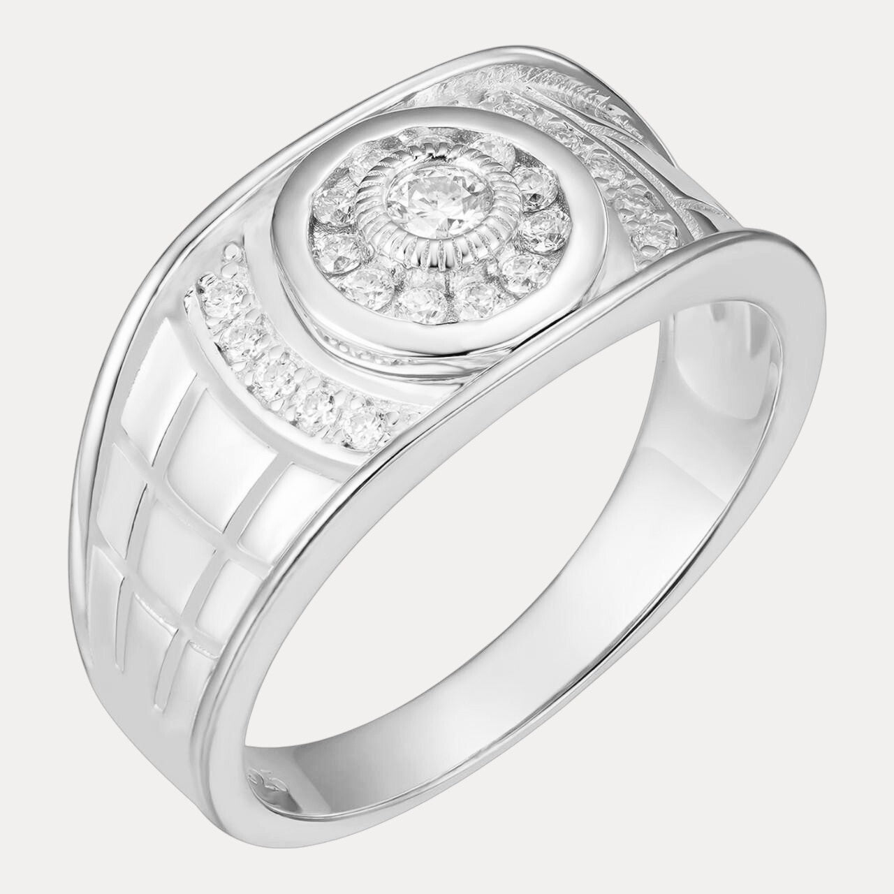 925 Sterling Silver Round Classic Ring With Moissanite