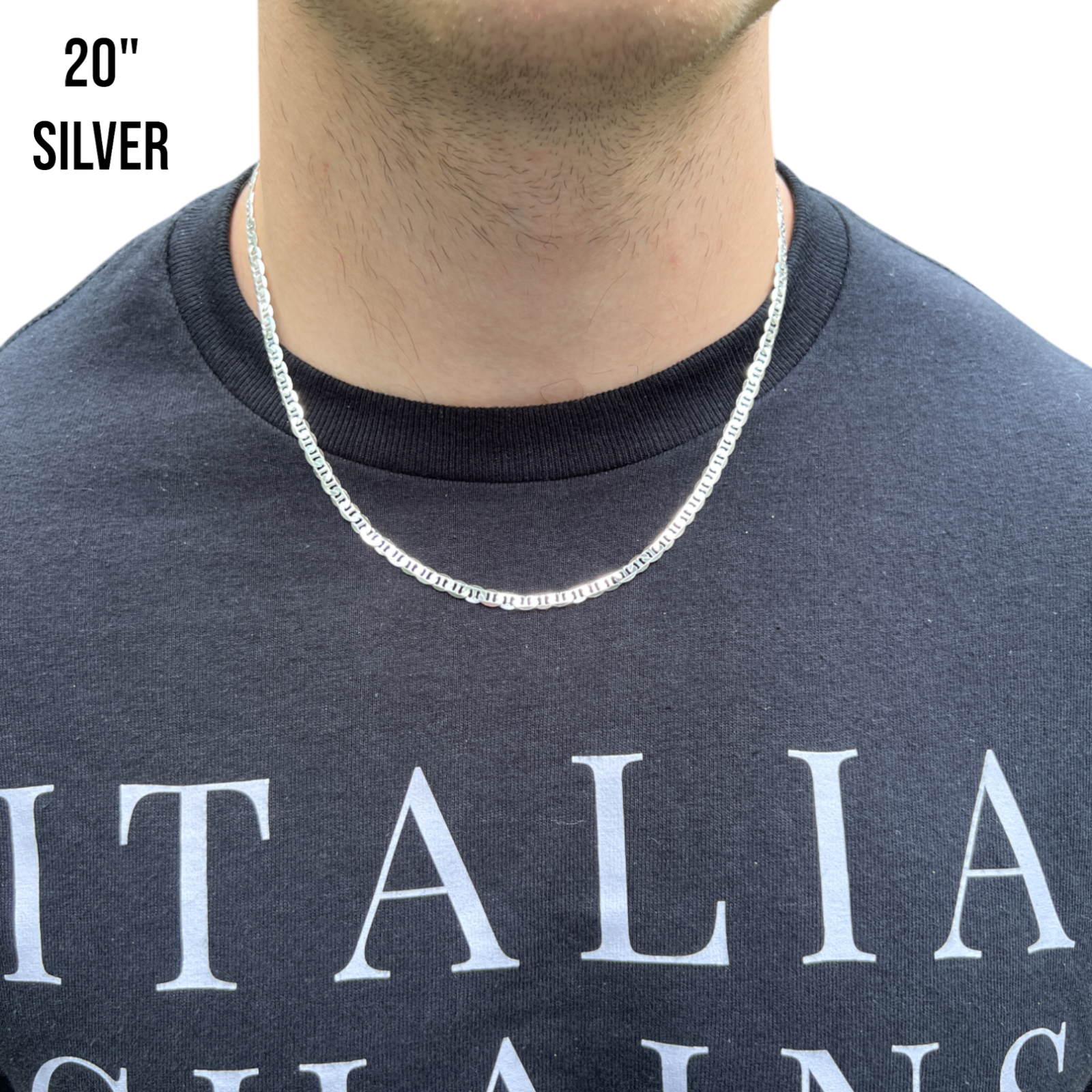925 Sterling Silver 4mm Mariner Chain Necklace
