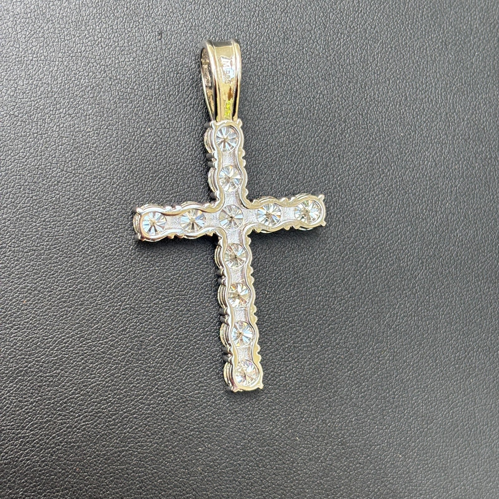 925 Sterling Silver Tennis Cross Pendant With Moissanite - X-Large