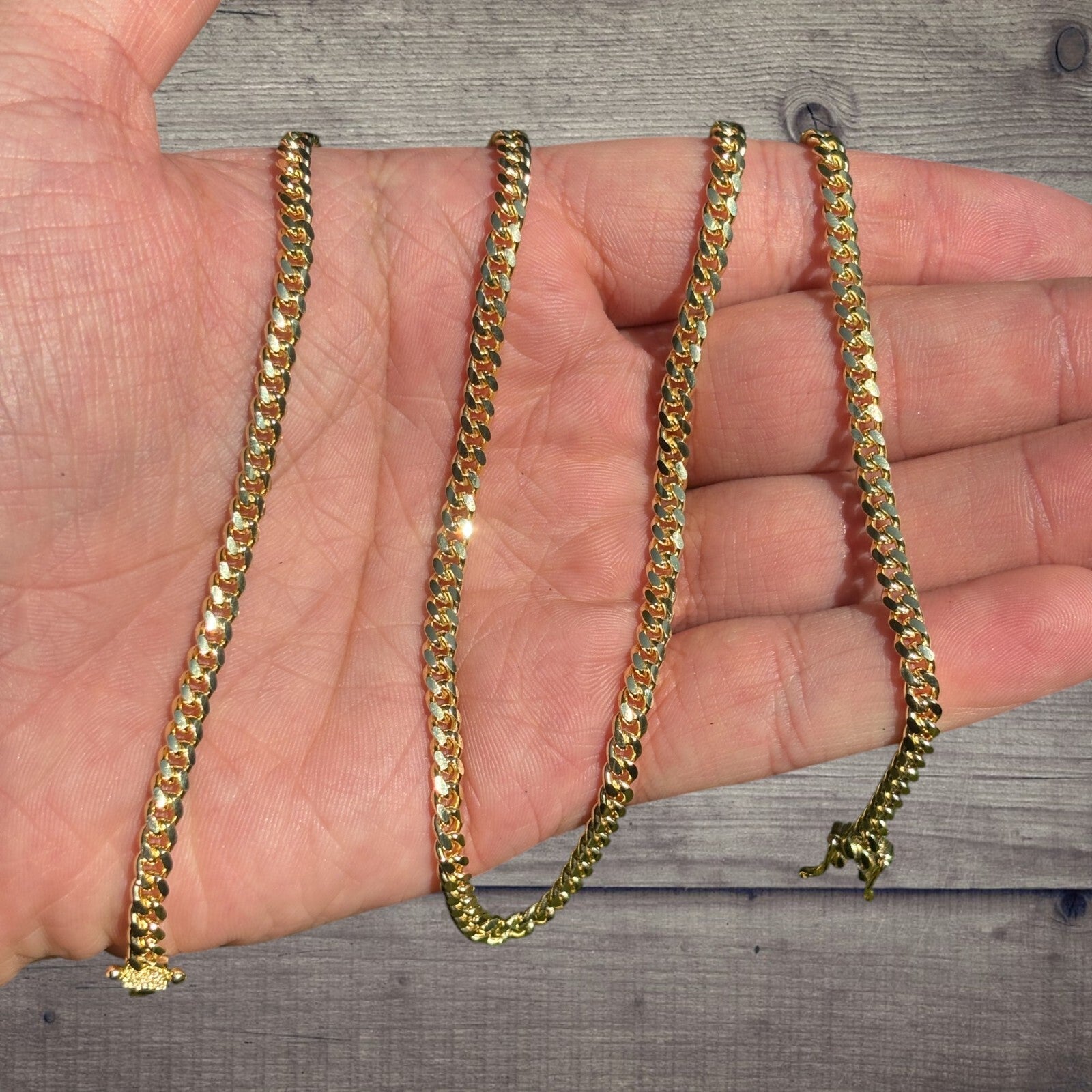 925 Sterling Silver 4mm Miami Cuban W. Box Clasp Chain Necklace