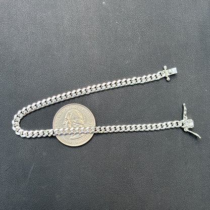 925 Sterling Silver 4mm Miami Cuban W. Box Clasp Bracelet