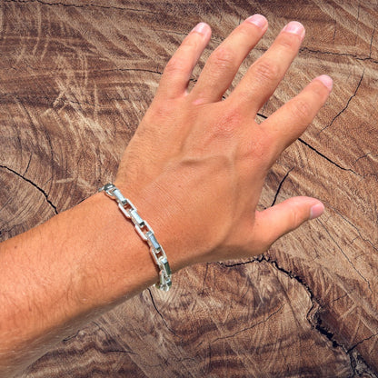 925 Sterling Silver 7mm Fancy Hermes Rolo Link Bracelet