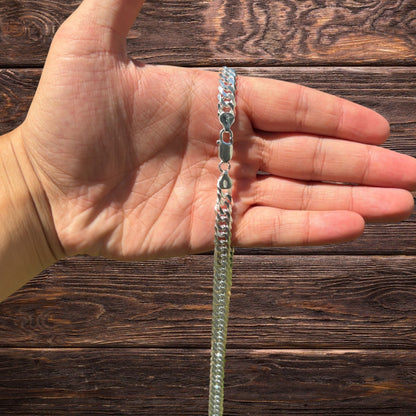 925 Sterling Silver 8mm Double Curb Chain Necklace