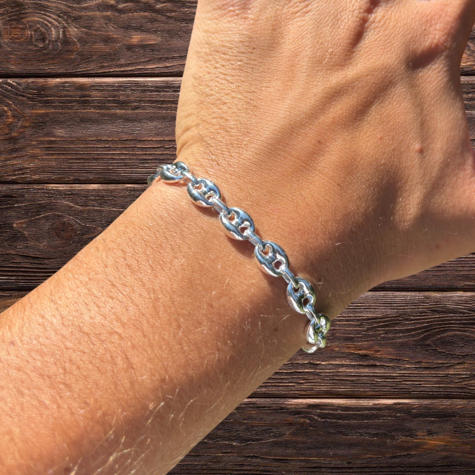 925 Sterling Silver 8mm Puffed Gucci Bracelet