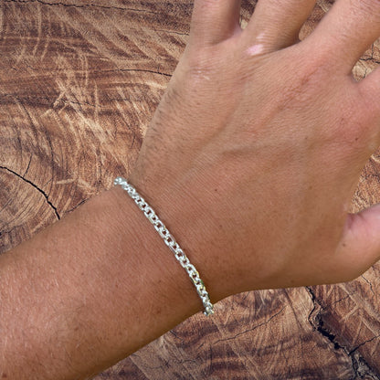 925 Sterling Silver 4mm Anchor Cable Bracelet