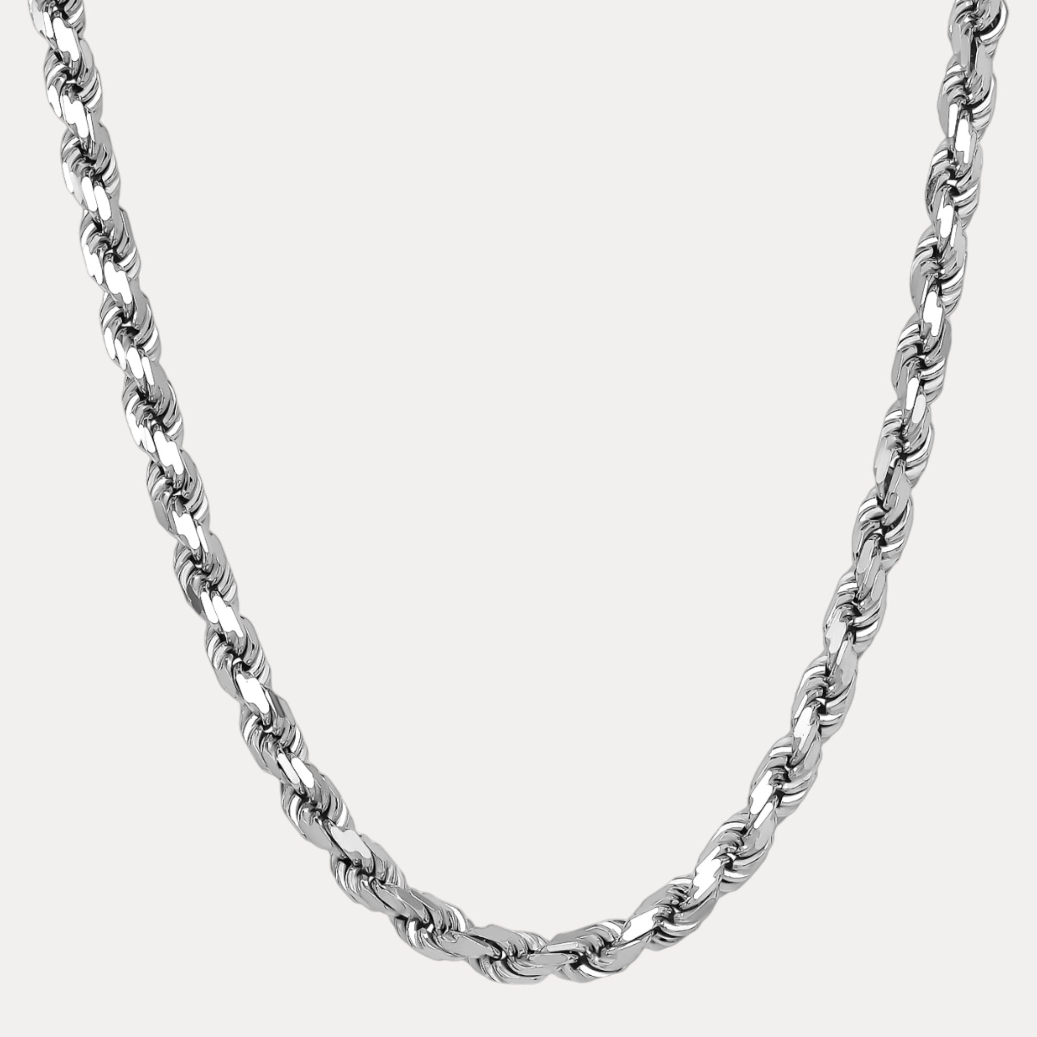 925 Sterling Silver 8mm Diamond Cut Rope Chain Necklace