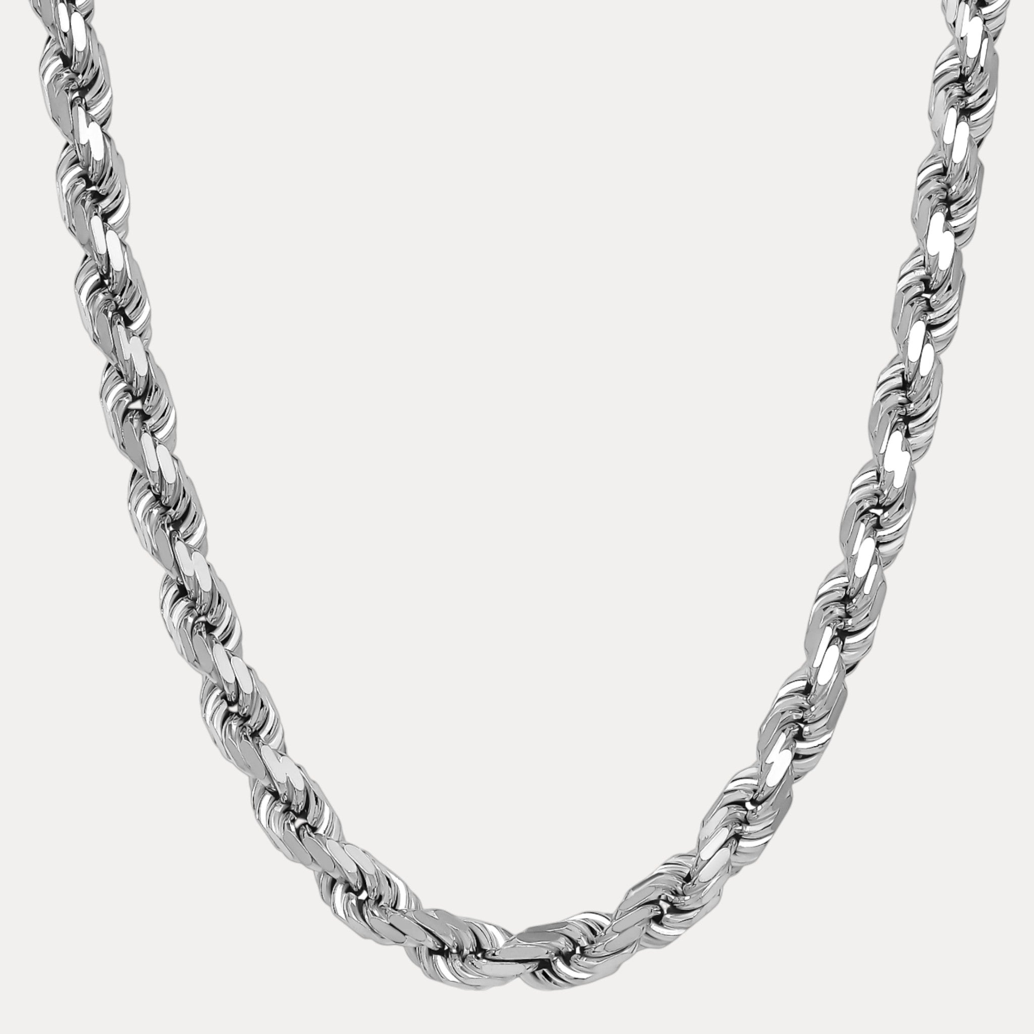 925 Sterling Silver 11mm Diamond Cut Rope Chain Necklace