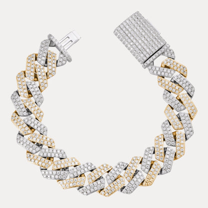 925 Sterling Silver 16mm Moissanite Cuban Prong Bracelet