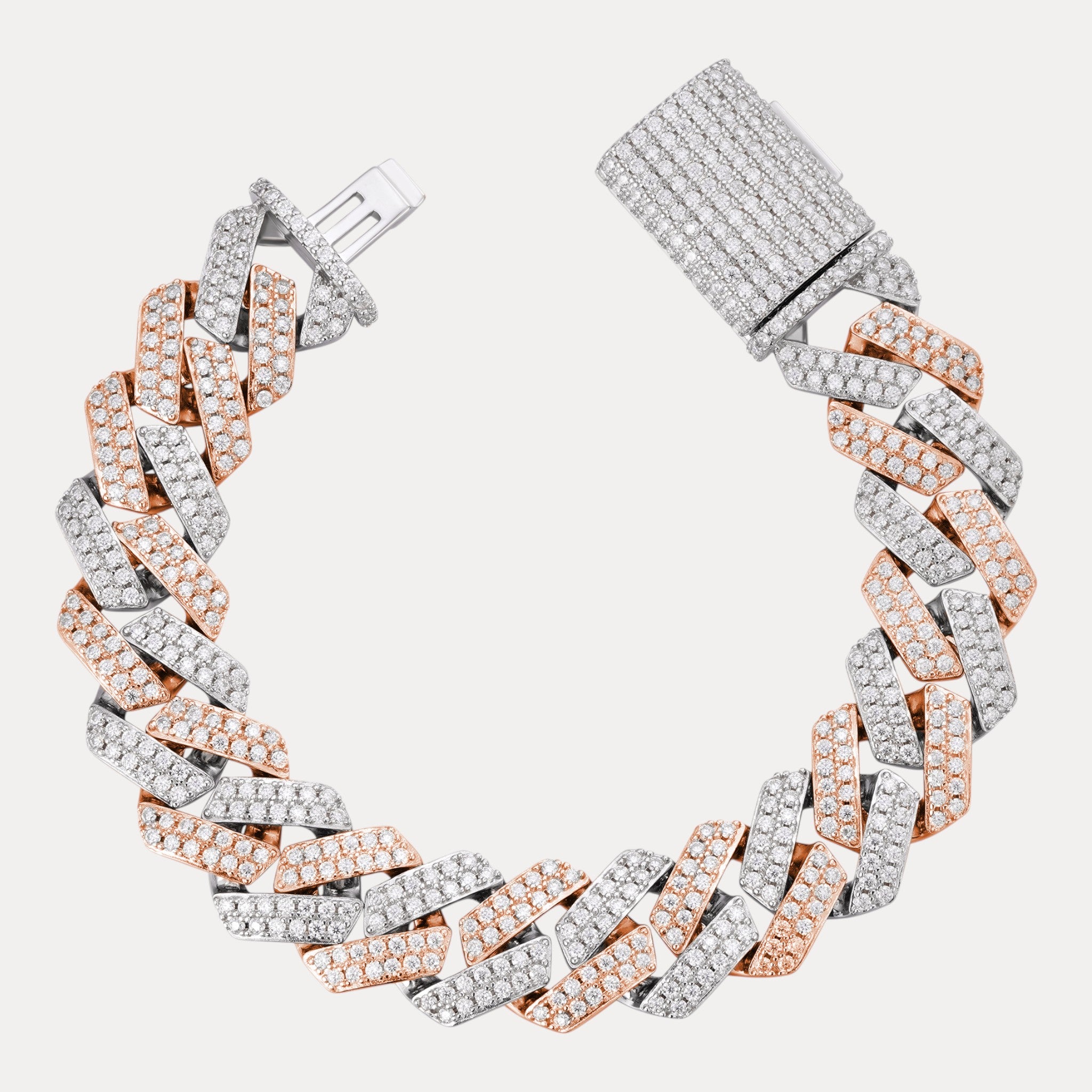 925 Sterling Silver 16mm Moissanite Cuban Prong Bracelet