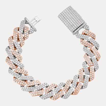 925 Sterling Silver 16mm Moissanite Cuban Prong Bracelet