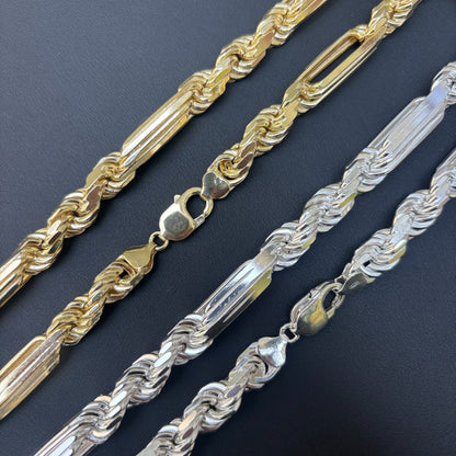 925 Sterling Silver 10mm Figarope Milano Chain Necklace