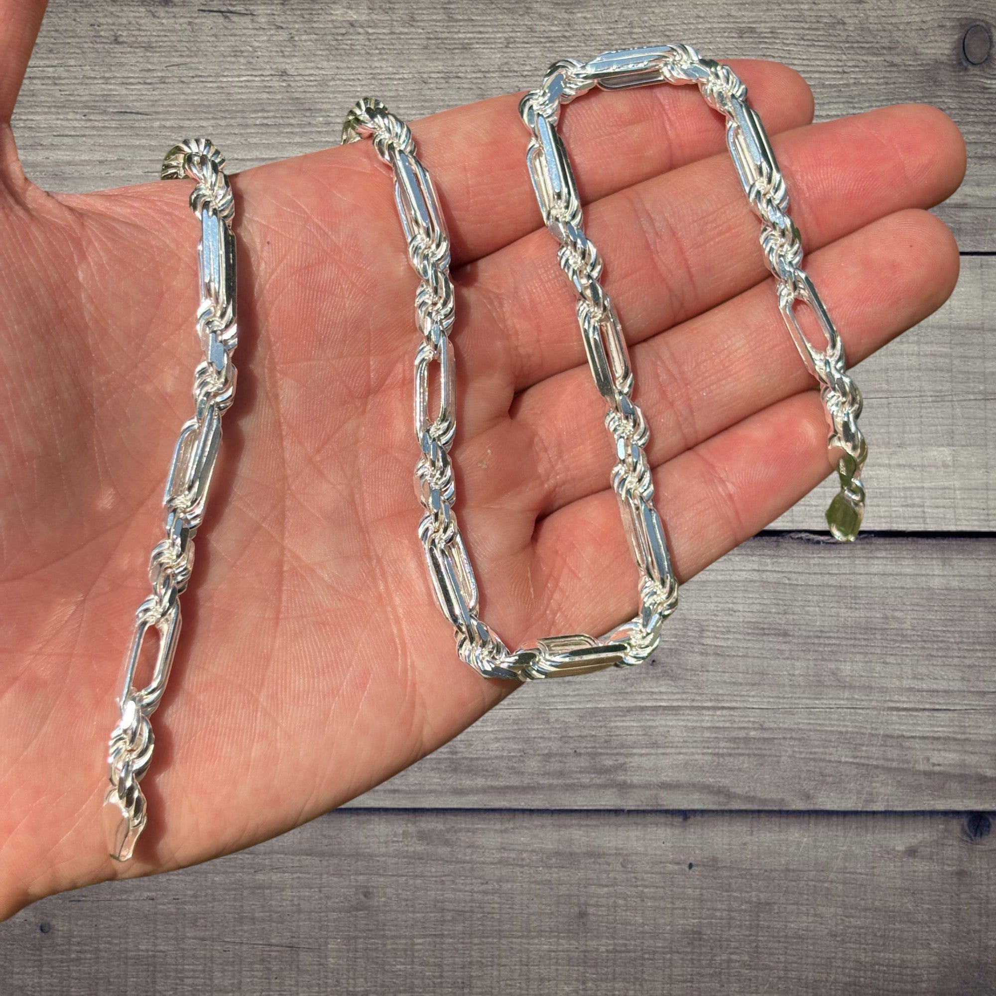 925 Sterling Silver 6mm Figarope Milano Chain Necklace