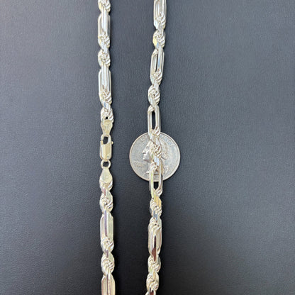 925 Sterling Silver 6mm Figarope Milano Chain Necklace