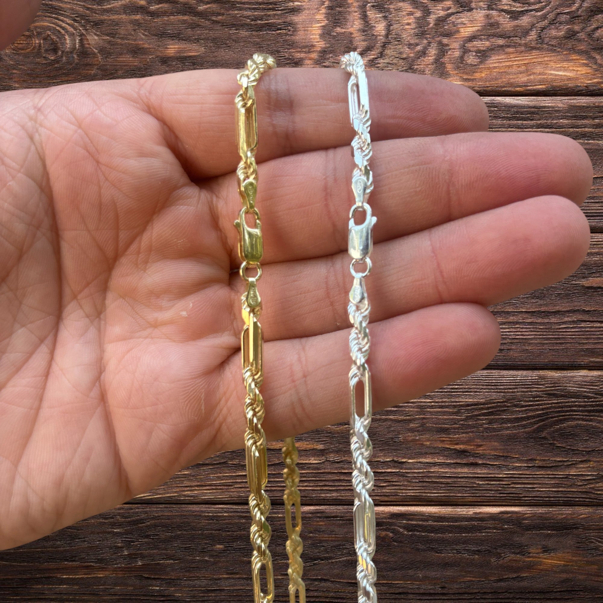 925 Sterling Silver 4mm Figarope Milano Chain Necklace