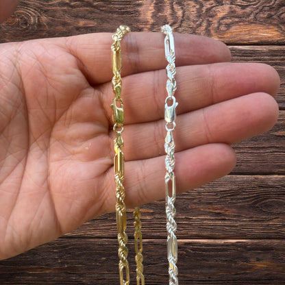 925 Sterling Silver 4mm Figarope Milano Chain Necklace