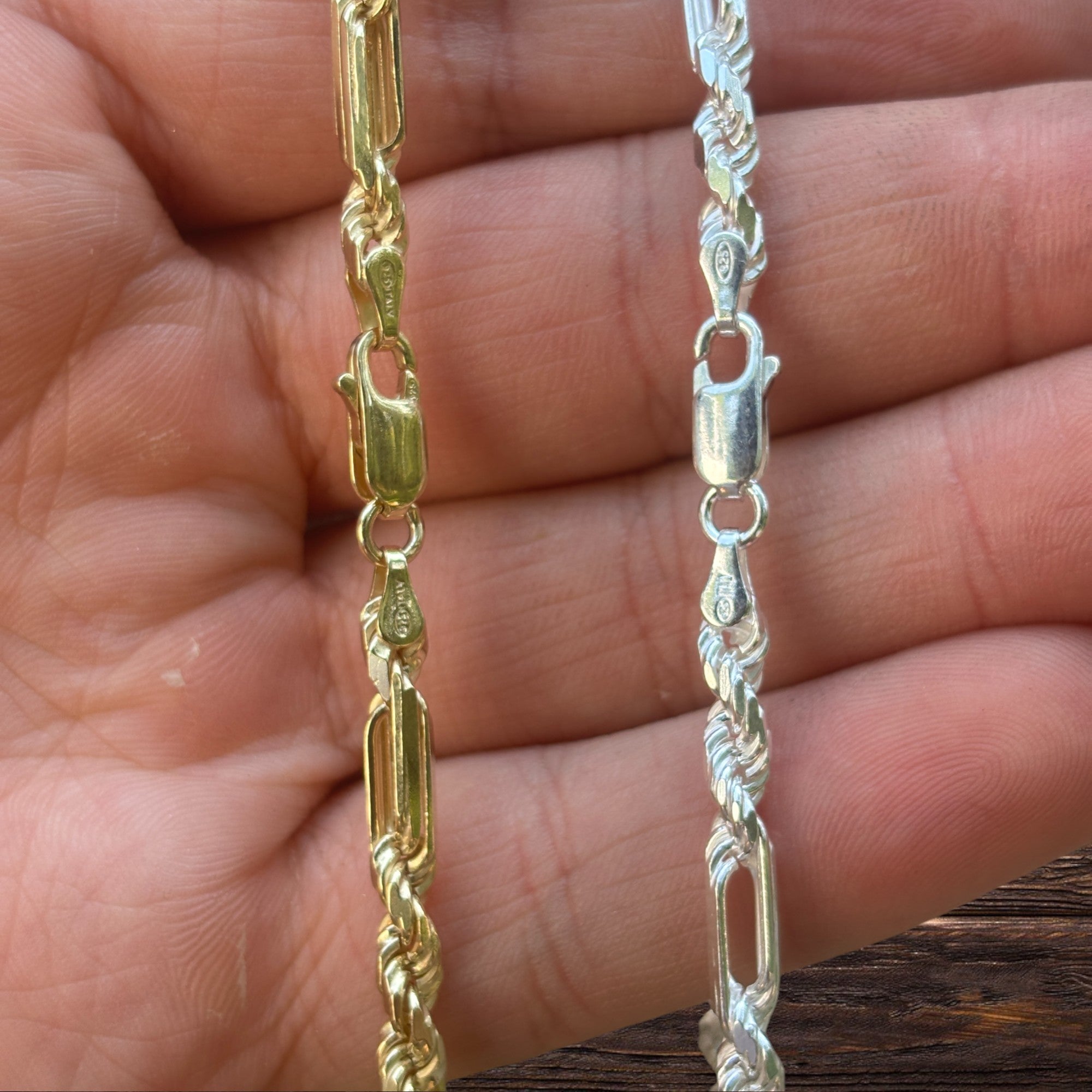 925 Sterling Silver 4mm Figarope Milano Chain Necklace