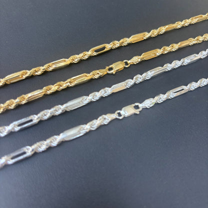 925 Sterling Silver 4mm Figarope Milano Chain Necklace