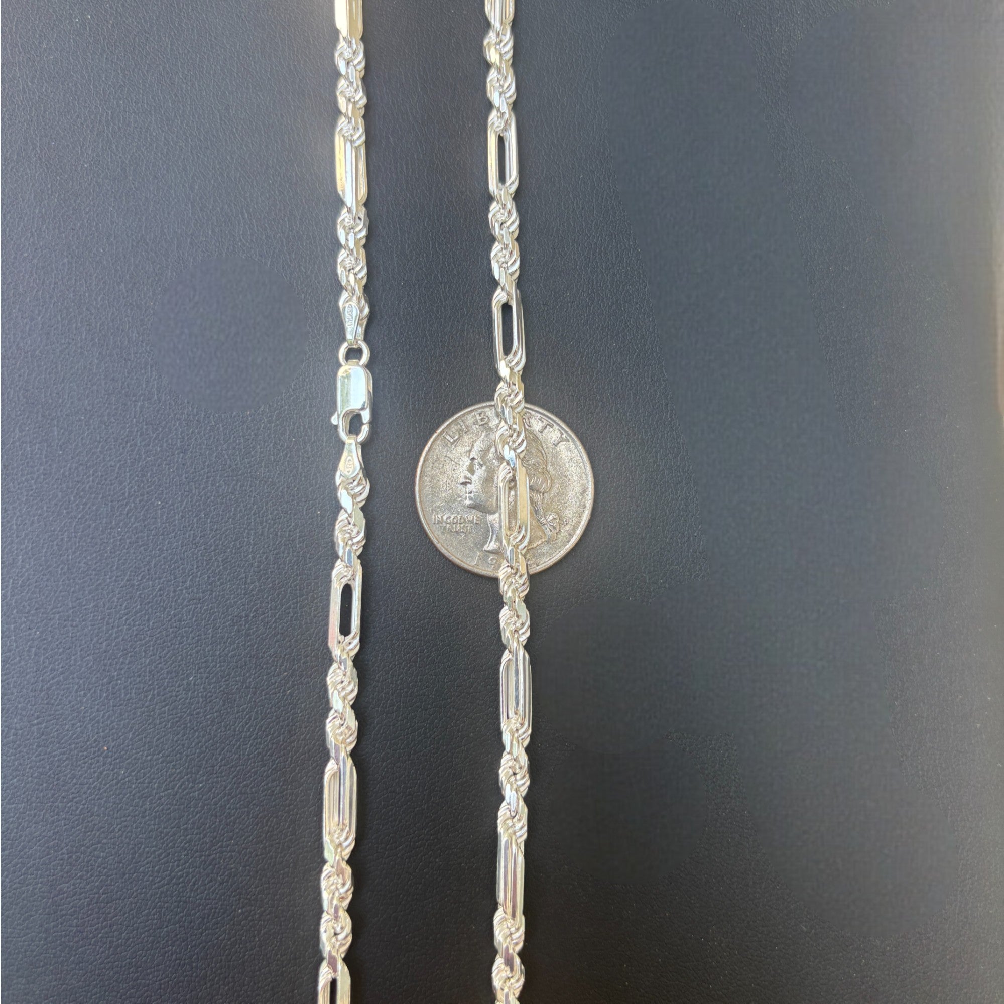 925 Sterling Silver 4mm Figarope Milano Chain Necklace