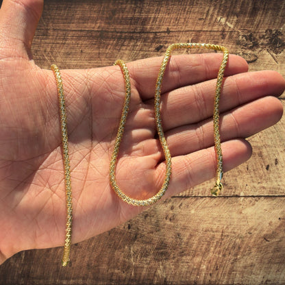 925 Sterling Silver 3mm Rock Chain Necklace