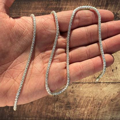 925 Sterling Silver 3mm Rock Chain Necklace