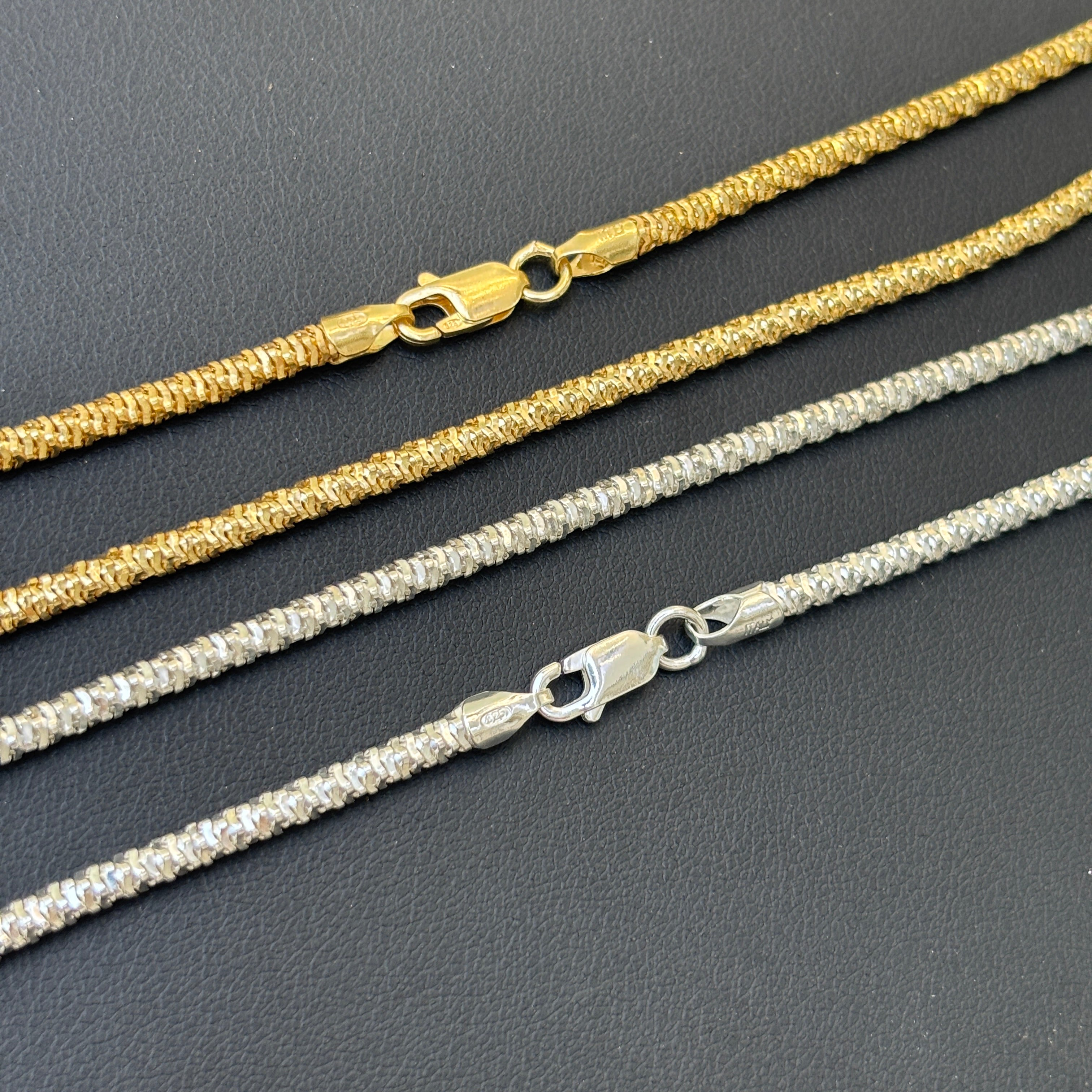 925 Sterling Silver 3mm Rock Chain Necklace