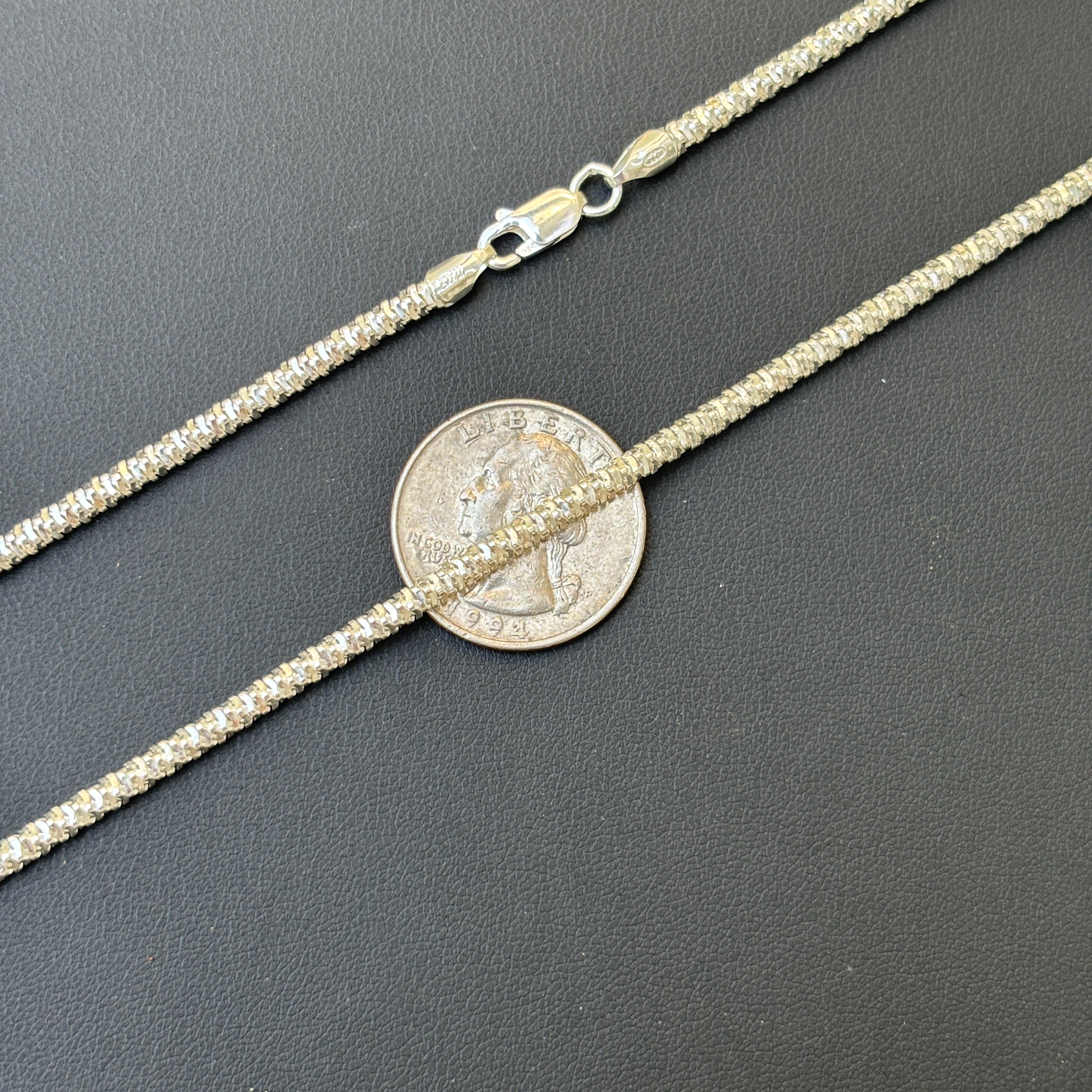 925 Sterling Silver 3mm Rock Chain Necklace