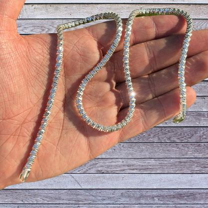 925 Sterling Silver 4mm Rock Chain Necklace