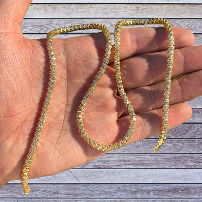 925 Sterling Silver 4mm Rock Chain Necklace