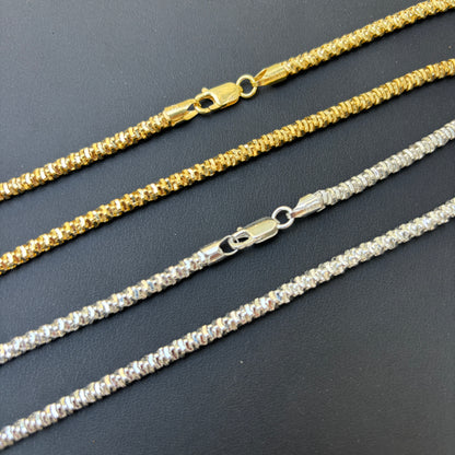 925 Sterling Silver 4mm Rock Chain Necklace