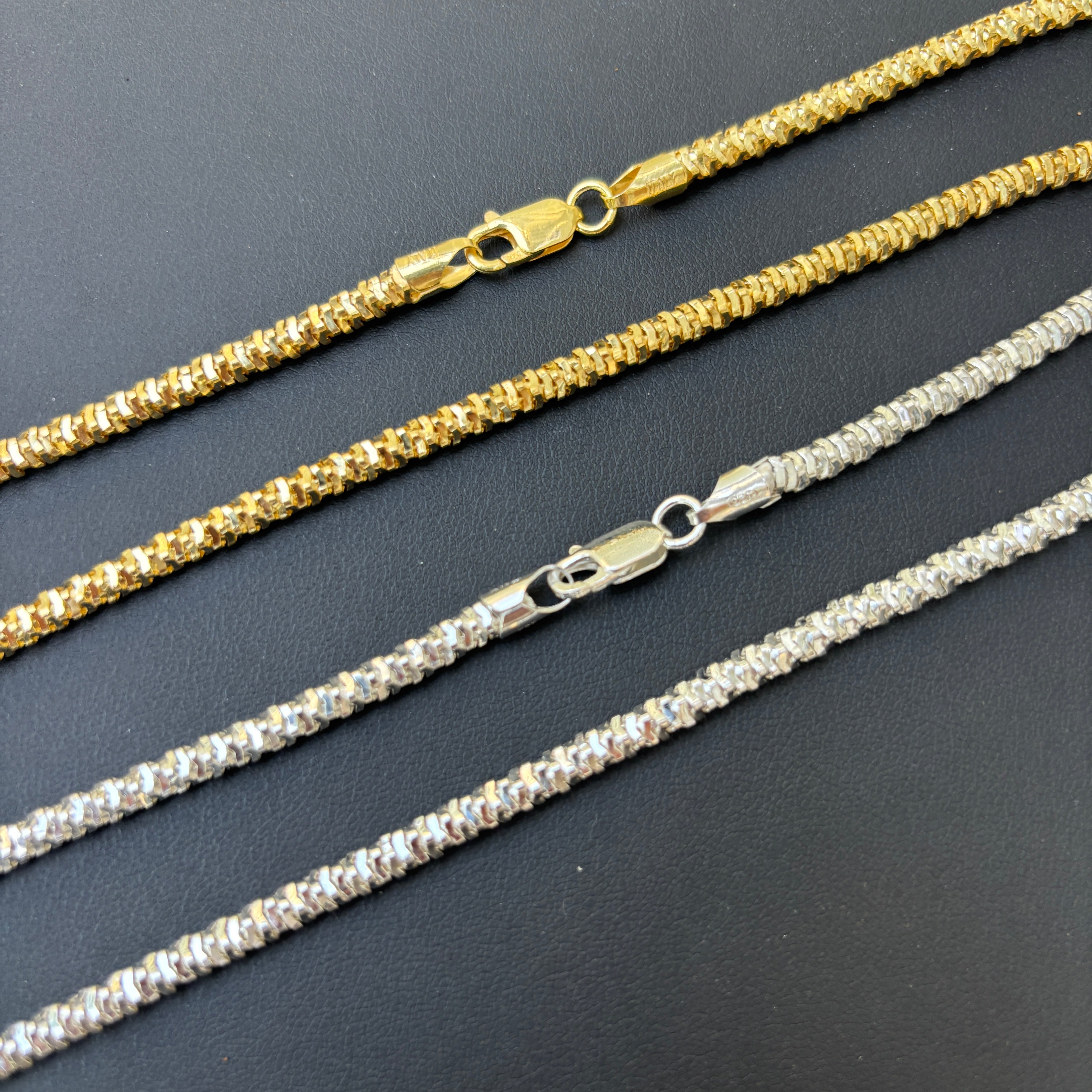 925 Sterling Silver 4mm Rock Chain Necklace