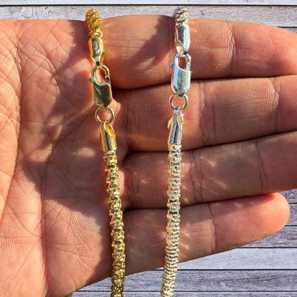 925 Sterling Silver 4mm Rock Chain Necklace