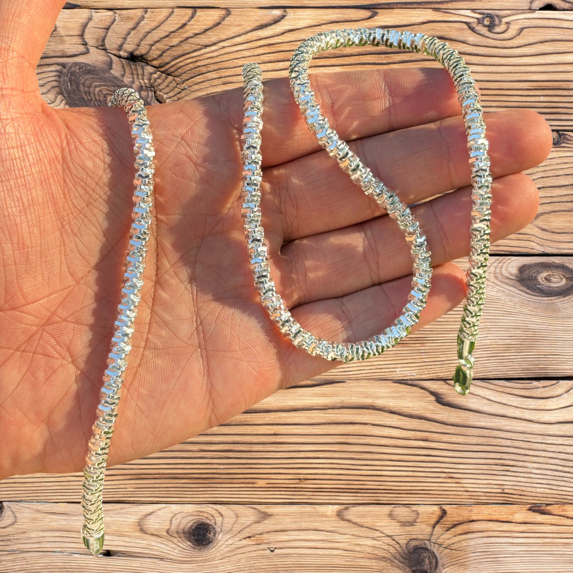 925 Sterling Silver 5mm Rock Chain Necklace