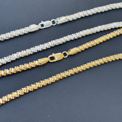 925 Sterling Silver 5mm Rock Chain Necklace