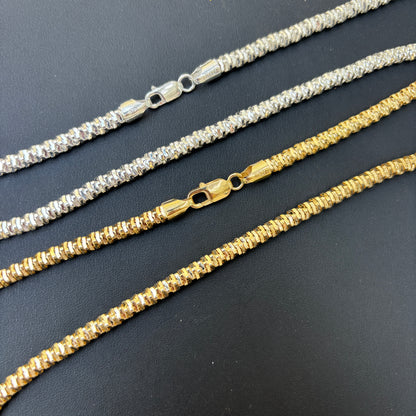 925 Sterling Silver 5mm Rock Chain Necklace