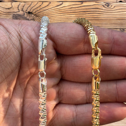 925 Sterling Silver 5mm Rock Chain Necklace