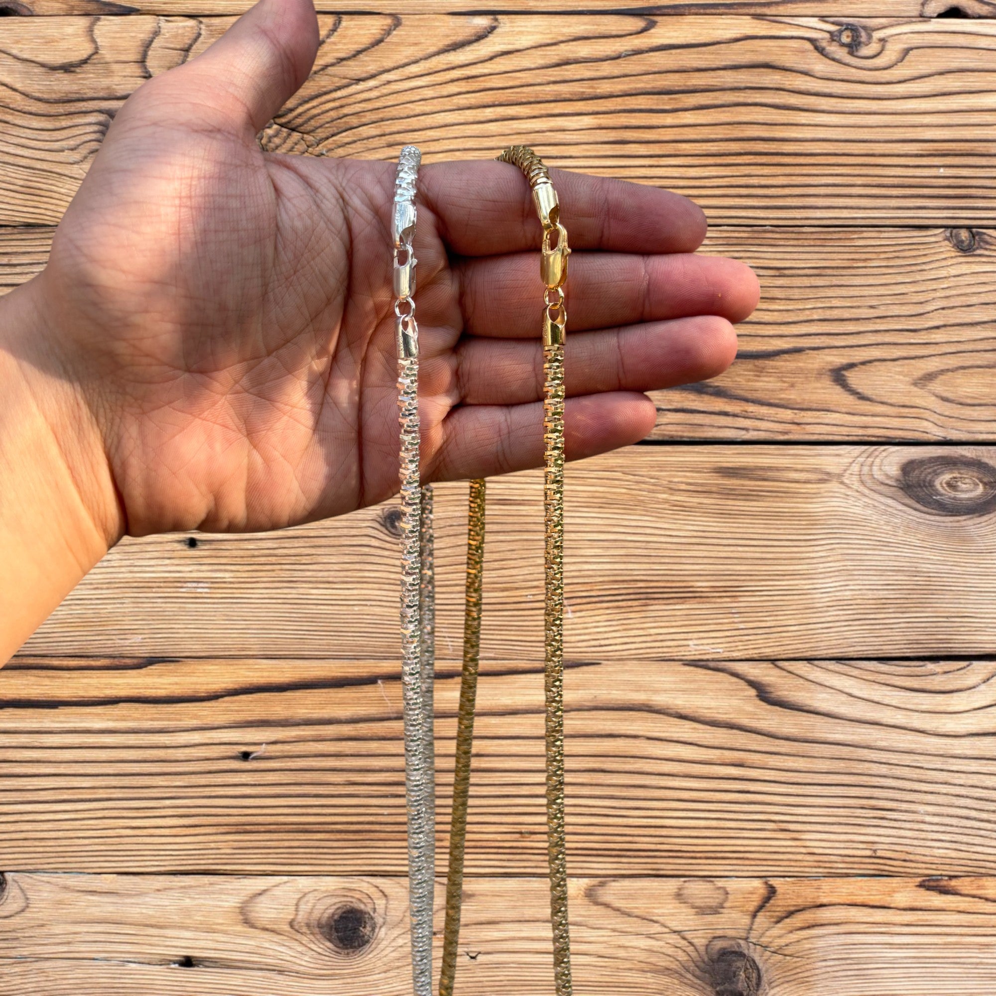 925 Sterling Silver 5mm Rock Chain Necklace