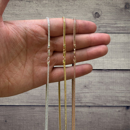 925 Sterling Silver 2mm Franco Chain Necklace