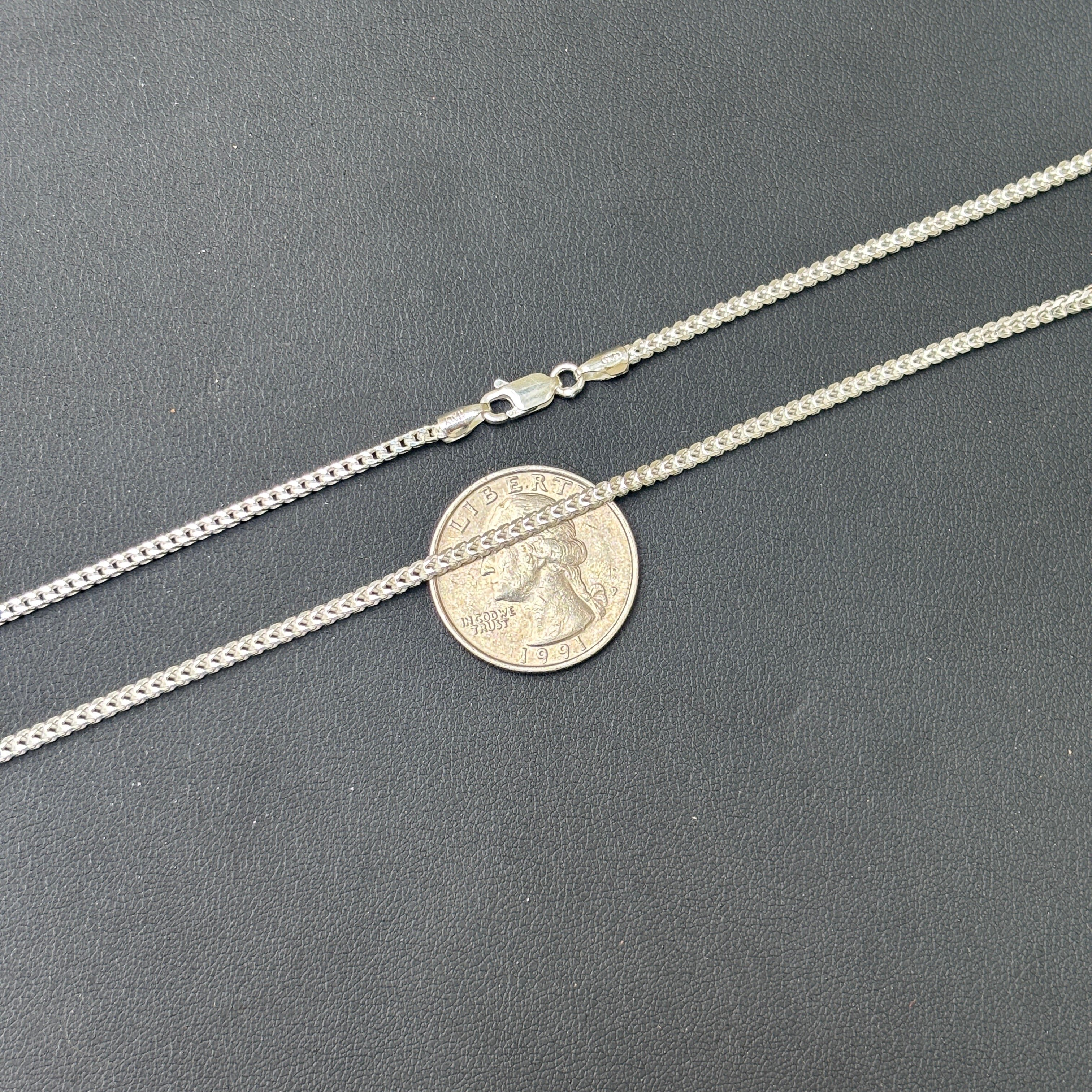 925 Sterling Silver 2mm Franco Chain Necklace