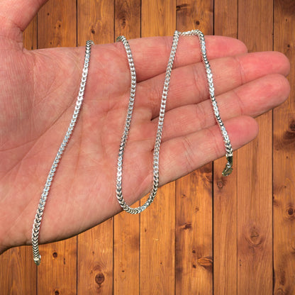 925 Sterling Silver 2.5mm Franco Chain Necklace
