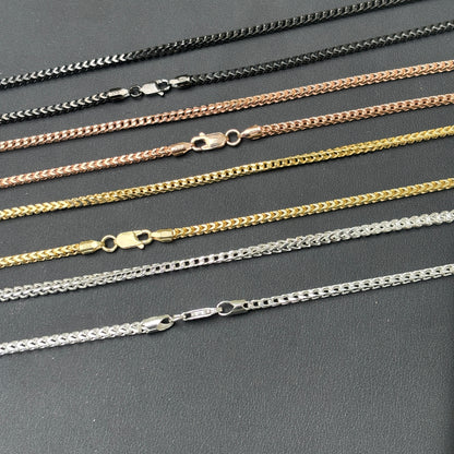 925 Sterling Silver 2.5mm Franco Chain Necklace