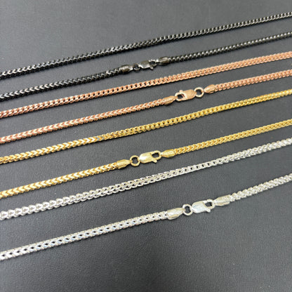 925 Sterling Silver 2.5mm Franco Chain Necklace