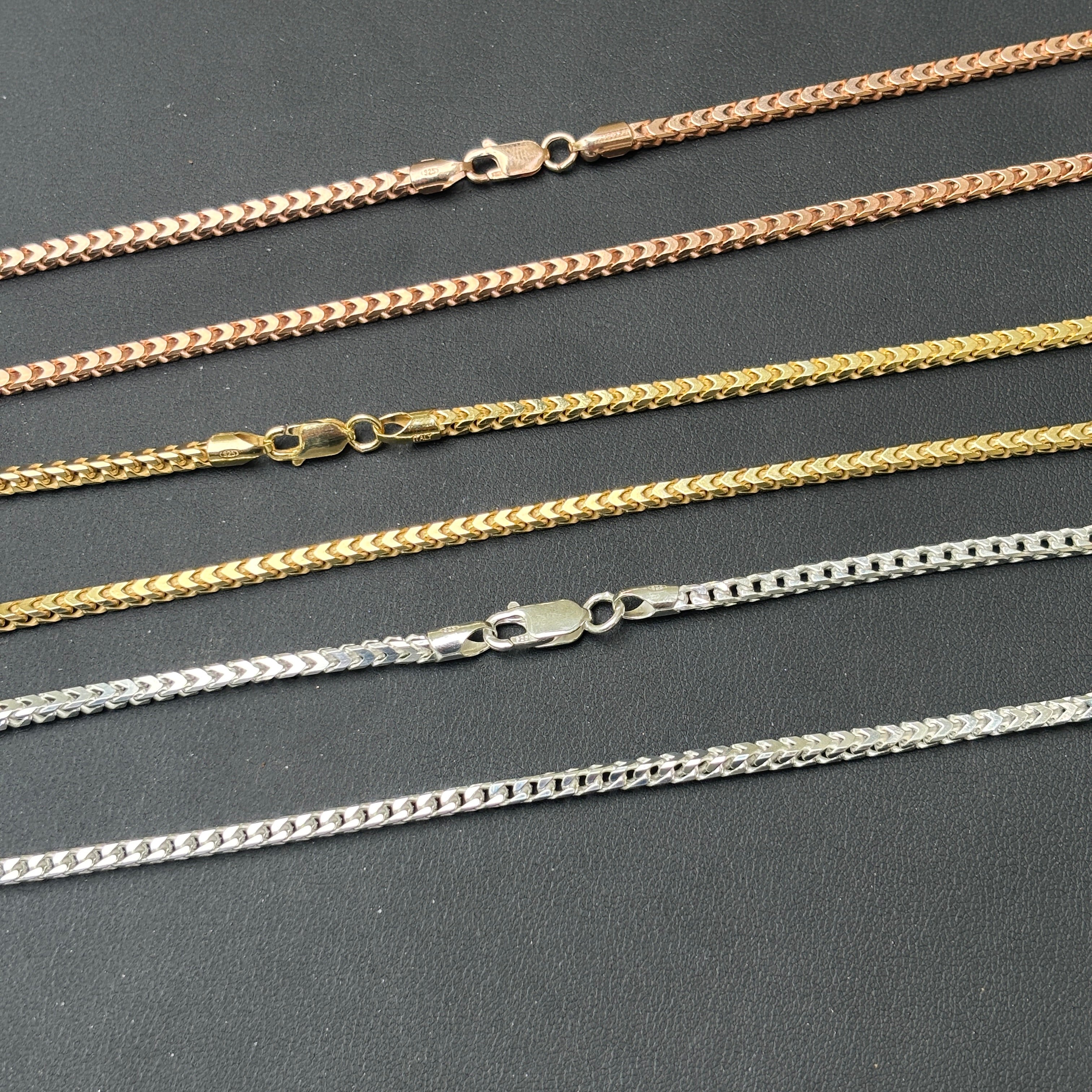 925 Sterling Silver 3mm Franco Chain Necklace